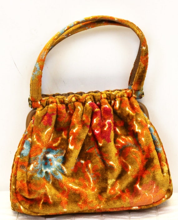 1960s/70s JR Florida Floral Handbag Purse Bag Upho