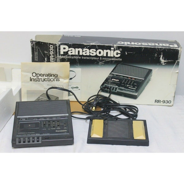 VTG Panasonic MicroCassette Transcriber RR-930 Foot Controller Tape Recorder