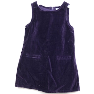 NWT VTG Old Navy Toddler Girl Sz 2 3 Plum Purple Velvet Shift Dress 100% Cotton