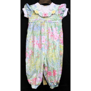 VTG 90s Carriage Boutiques Bubble trui romper bloemen kraag 18-24 lente Pasen