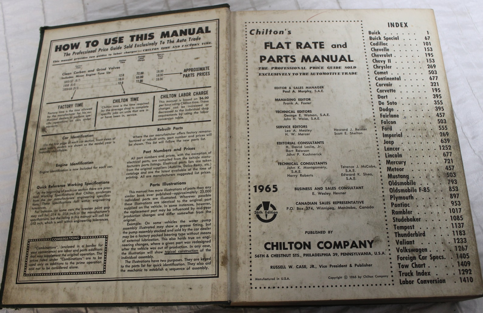 1965 Chilton Auto Flat Rate and Parts Manual 36th Year Etsy