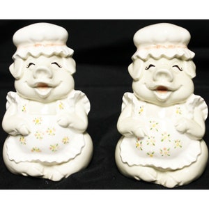 VTG Fitz Floyd Laughing Pig Chef Salt & Pepper Shakers Made in Japan