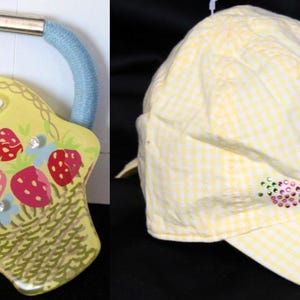 Acessórios Gymboree Strawberry Patch de 2003: Chapéu, Bolsa de Vime Jeans, Óculos de Sol, Cabelo