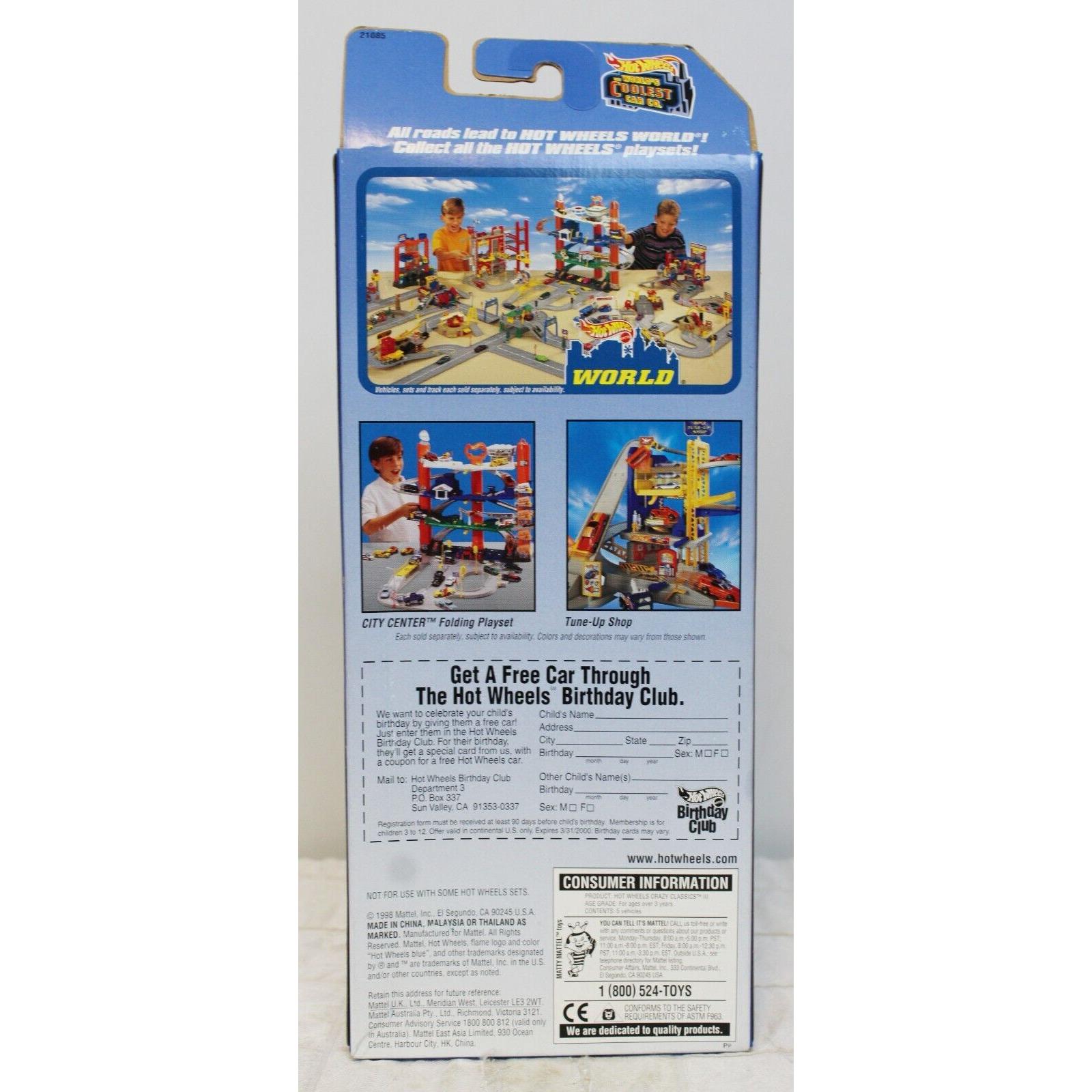 Vtg 1998 Hot Wheels Crazy Classics III 21085 5 Pack Train