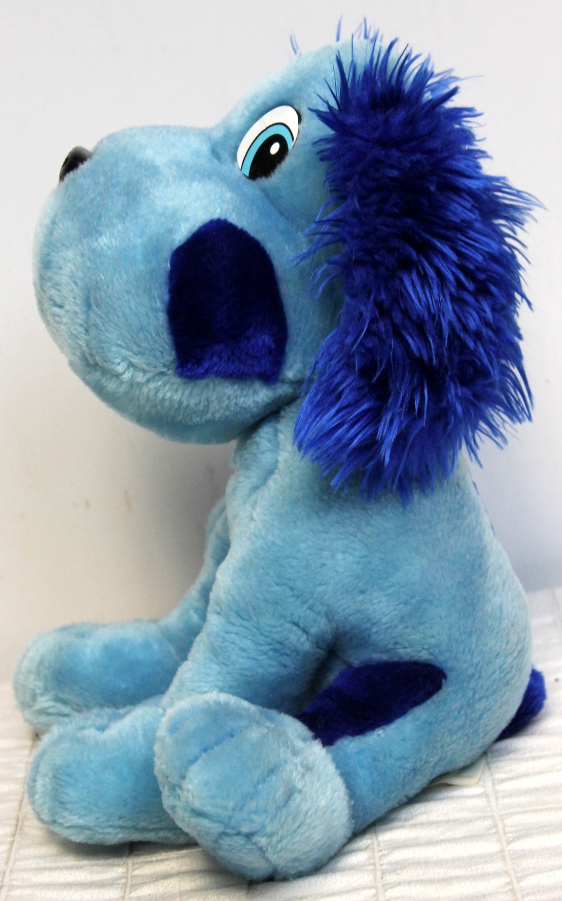 Vtg 90s Shalom Toy Blue Dog Faux Clues Sitting Plush Stuffed Etsy