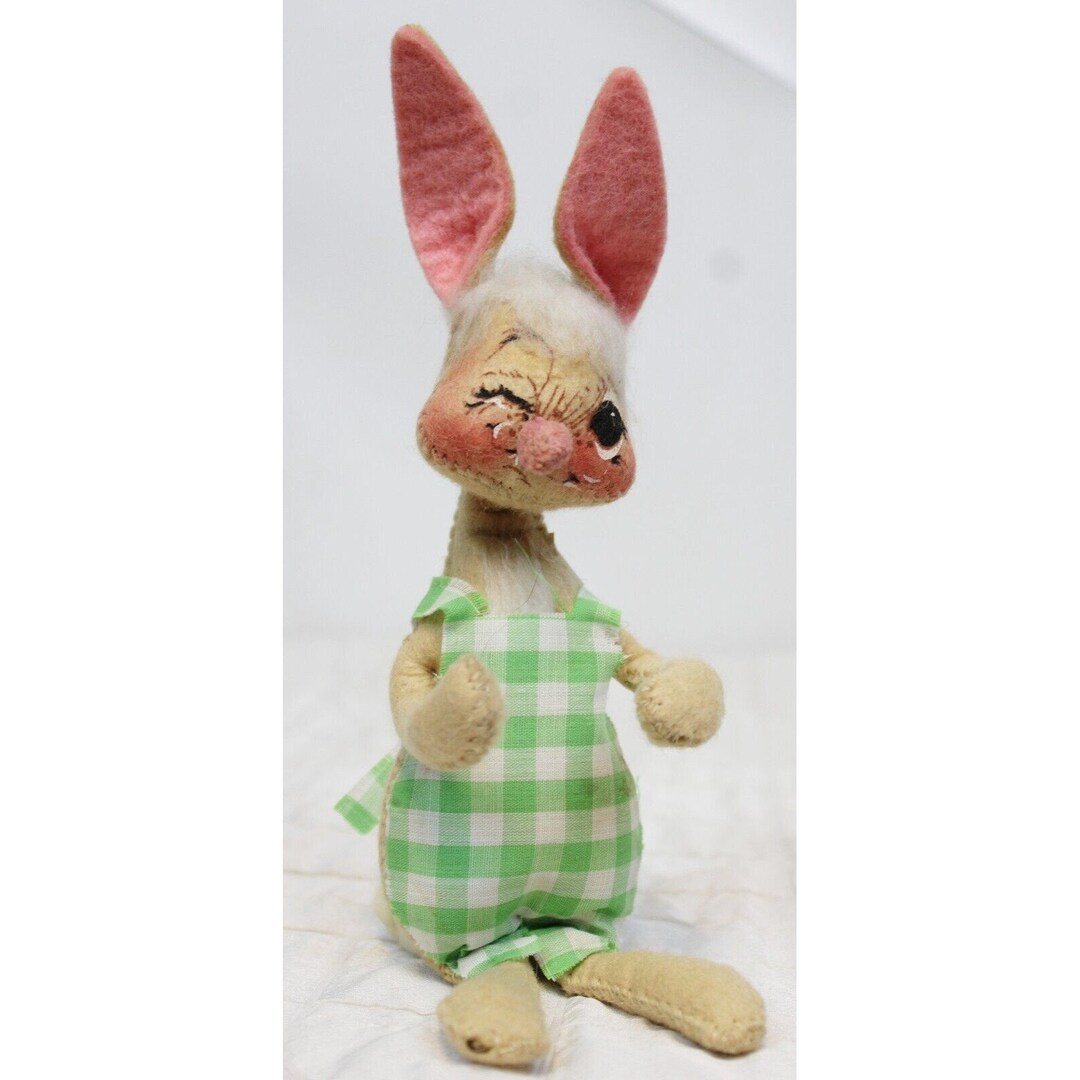 VTG 1976 Annalee Mobilitee Doll Boy Bunny Rabbit Easter Spring Overalls ...