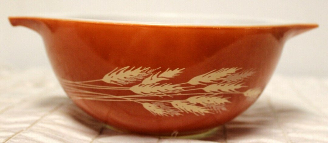VTG Pyrex Autumn Harvest Wheat 1.5L Burnt-orange Cinderella Bowl ...