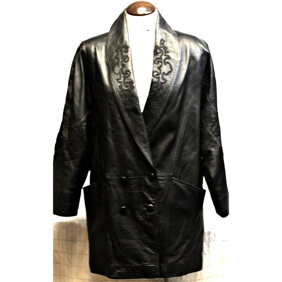 Vtg 80s ECHTES Leder Women's Leather Trench Coat Jacket