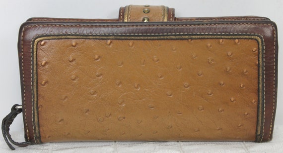 VTG 1980s American West Leather Ostrich Wallet To… - image 4