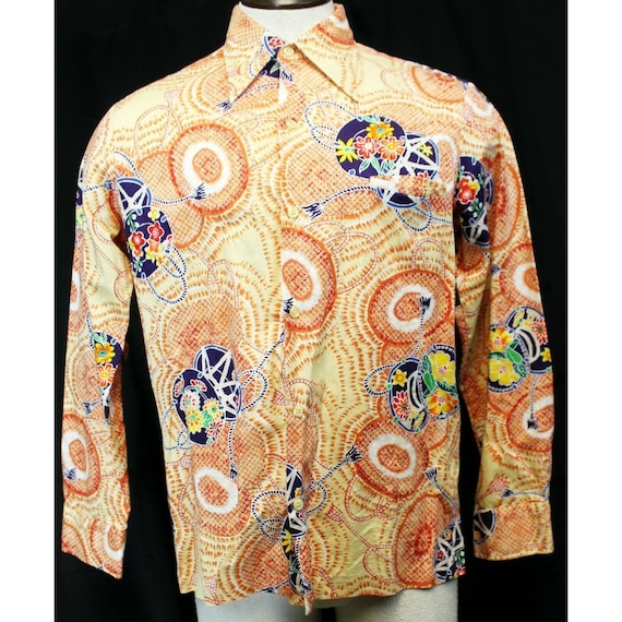 VTG 1970s Tori Richards Hawaiian Shirt Men L Flor… - image 1