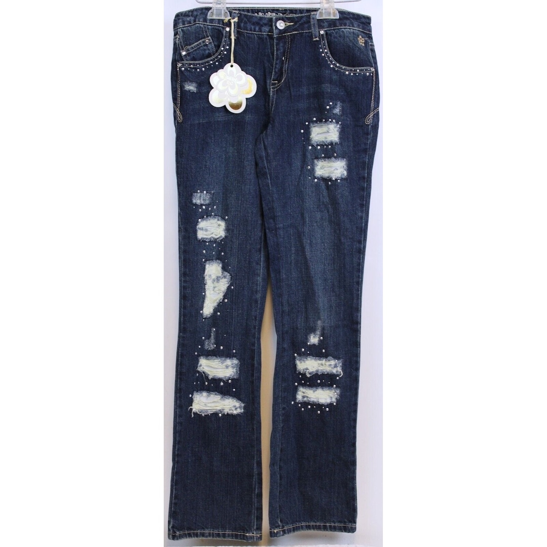 Jean Slim Justice Super Skinny – Taille 10 – Neuf Avec étiquettes – Bleu à Fleurs