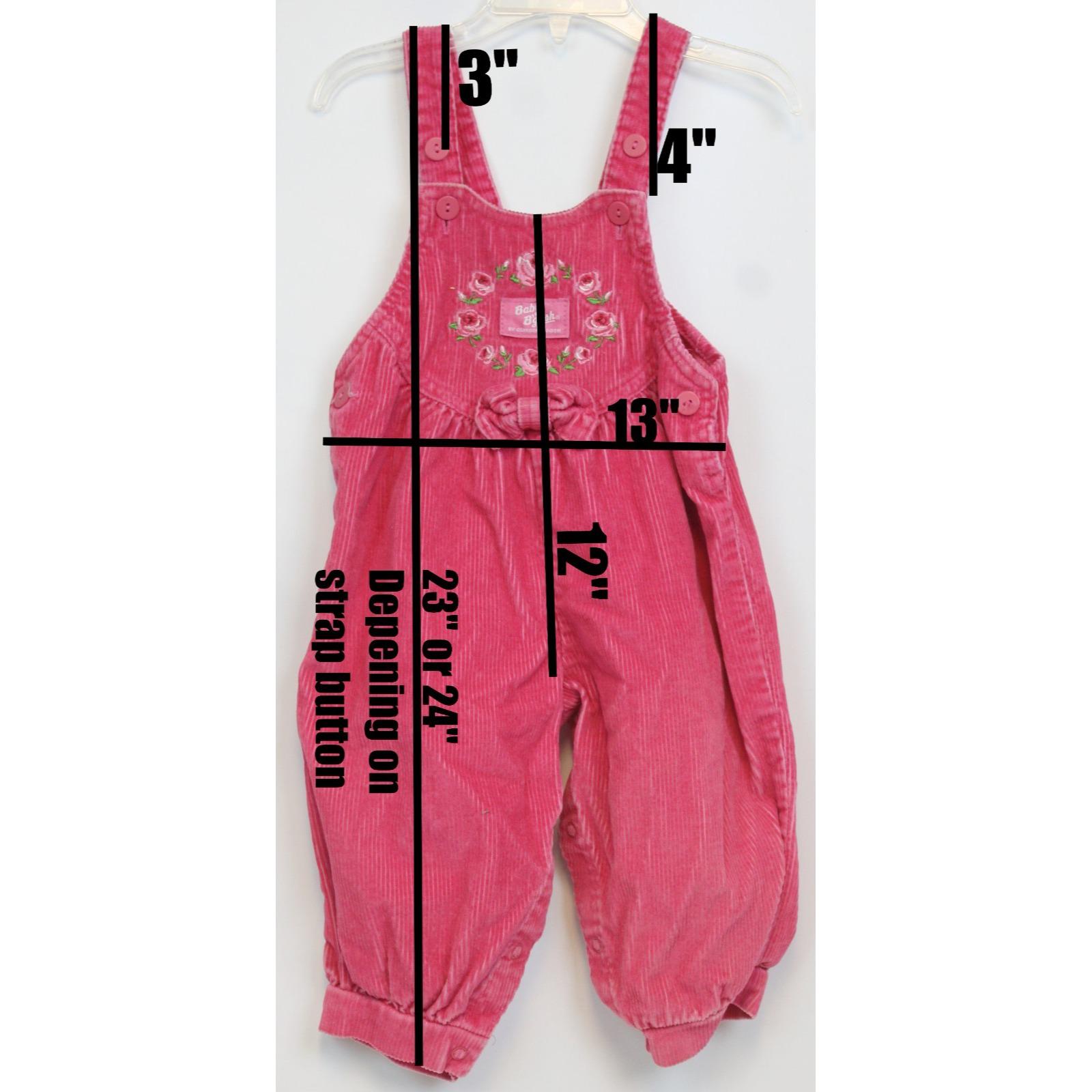 VTG Oshkosh Pink Corduroy Overalls Bubble Romper Girls 18 Months