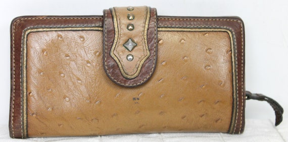VTG 1980s American West Leather Ostrich Wallet To… - image 3