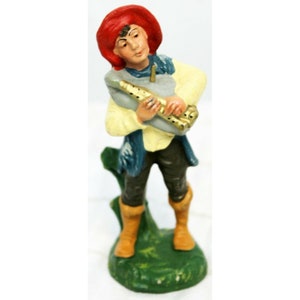 VTG Fontanini Paper Mache Nativity Boy Flute Music Player Figurine Italian