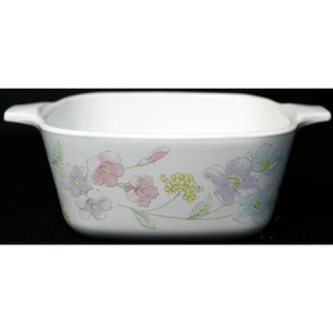 VTG 1989 Corning Ware Pastel Bouquet Pequeña Cazuela Cuadrada P- 43-B 700mL