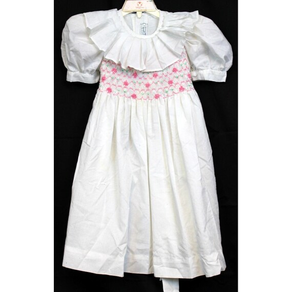 Robe Bébé Fille Vintage Blanc 18 Mois - Broderie Et Smocks - Coton - Très Bon état