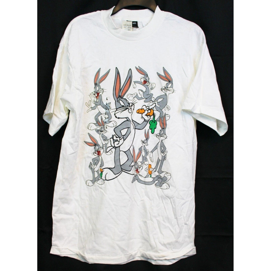 VTG 90's Warner Bros White Bugs Bunny T-shirt Sz L Looney Tunes