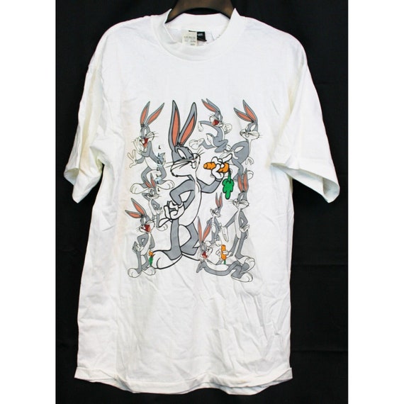 VTG 90's Warner Bros White Bugs Bunny T-Shirt sz … - image 1