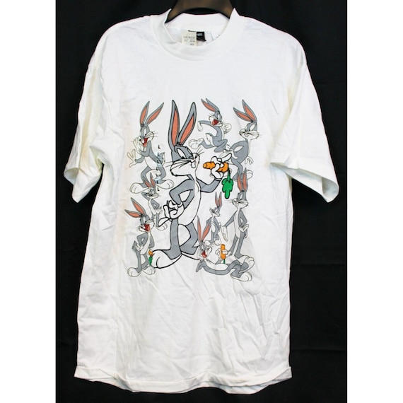 VTG 90's Warner Bros White Bugs Bunny T-shirt Sz L Looney Tunes