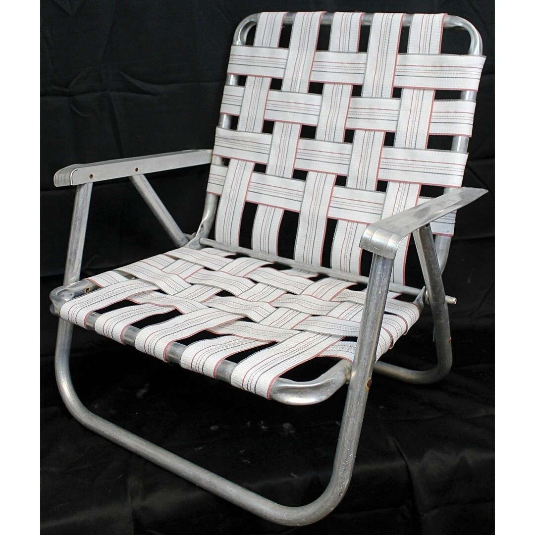 Vtg Folding Beach Chair Aluminum bed Low Profile Lawn Pool Etsy