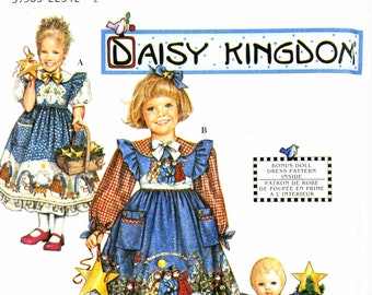 1998 Daisy Kingdom Girls Dress + Doll Apron Pinafore Sz AA 3 4 5 6 Uncut