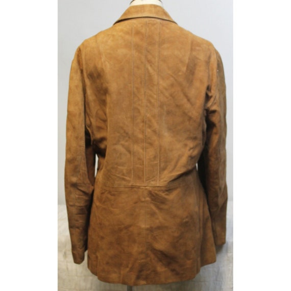 Vtg 60s Brown Suede Leather Car Coat Western Jack… - image 5