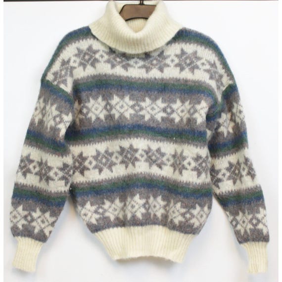 VTG 80s Hilda Ltd Wool Sweater Sz M Iceland Thick Warm