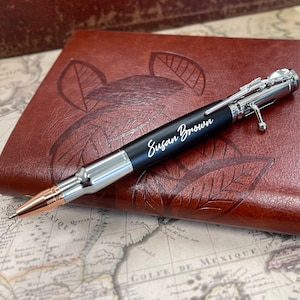 Engraved Pen with Rifle Clip in Gift Box, Personalized Bolt Action Pen, Custom Engraved Pens Promotional Gift Idea, Company Event Gifts