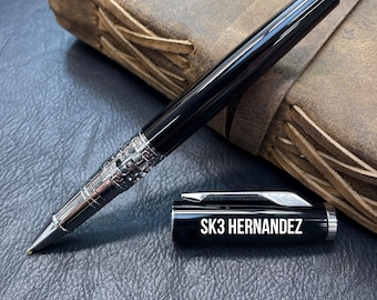 Custom Engraved Black Lacquer Ballpoint Pen Personalized Business Signature Pen, Boss Gift