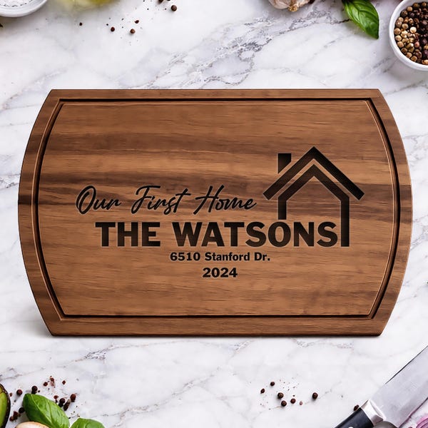 Personalized Serving Board for Couple – Engraved Acacia Cheeseboard – Wedding Housewarming Gift – Custom Charcuterie Board