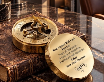 Custom Engraved Sundial Compass, Personalized Difference Maker Gold Compass, Mentor Appreciation Thank You Gift