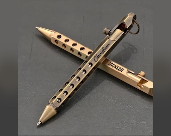 Personalized Solid Brass Bolt Action Pen, Police Officer & Law Enforcement Gift