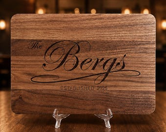 Family Name Engraved Wedding Gift, Personalized Walnut Cutting Board, Charcuterie Board, Anniversary Gifts