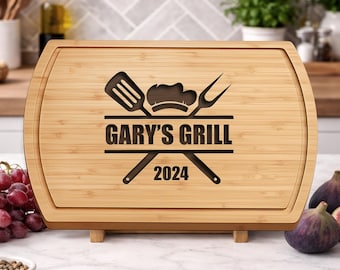 BBQ Cutting Board for Dad Personalized Custom Name Grill Gift for Fathers Day