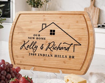Regalo de cierre de bienes raíces, tabla de embutidos personalizada, regalo de inauguración de casa grabado a medida