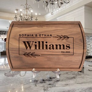 Personalized Handmade Cutting Board Farmhouse Wreath Design, Custom Wedding & Anniversary Gift for Couples Housewarming Realtor Closing Gift image 7