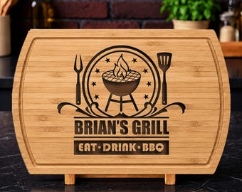 Engraved Grilling Gift for Him BBQ Cutting Board, Personalized Anniversary Gifts for Men