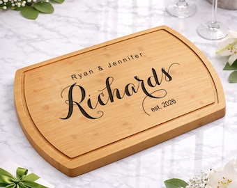 Personalized Cutting Board Wedding Gift, Custom Engraved Anniversary Gift