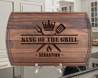 Personalized Cutting Board, BBQ Themed, Grill Master, Personalized BBQ Cutting Board, Gift for Dad, Fathers Day Gift Retirement Gift for Men