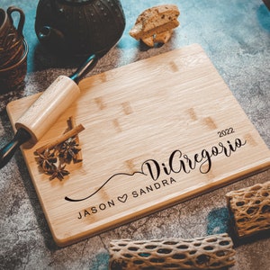 Personalized Cutting Board Wedding Gift, Custom Wedding & Anniversary Gift for Couples, Housewarming New Home Kitchen Decor Gift,Engraved, image 4