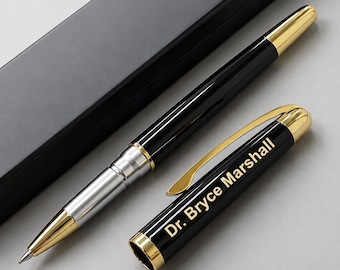 Name Engraved Luxury Pen, Personalized Doctor Gift, Black Lacquer Pen, Custom Retirement Gifts