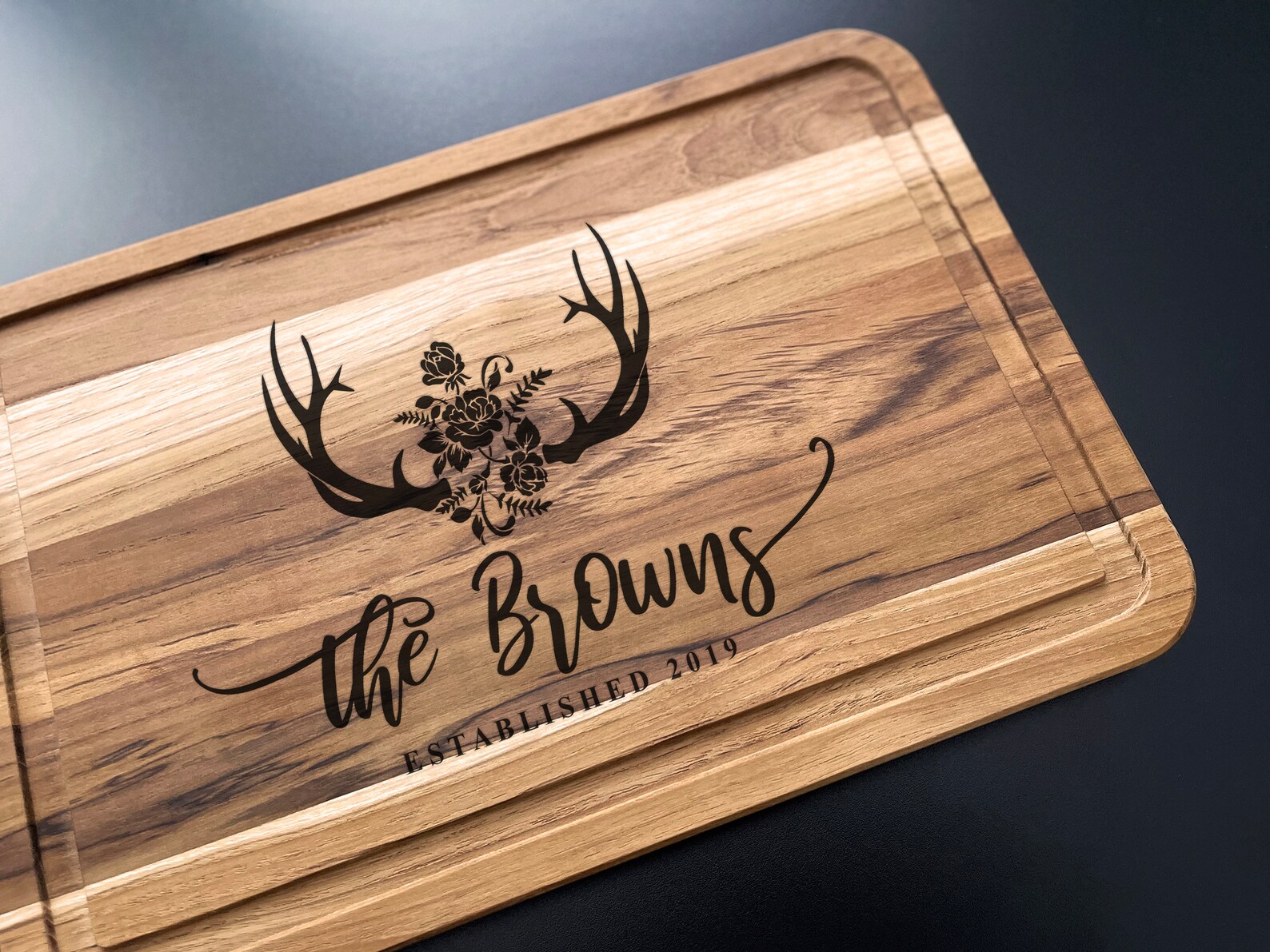 Personalized Cutting Board Deer Antlers Custom Charcuterie Etsy