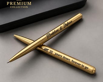 Bronze Ballpoint Pen Anniversary Gift, Custom Engraved Tally Marks Pen, Personalized Wedding Gift for Him