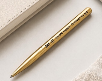 Personalized Bronze Pen, Engraved Tally Marks 8th Anniversary Gift for Couple