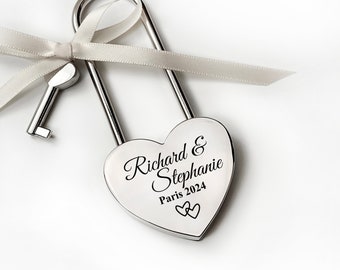 Custom Padlock, Two Hears Locked in Love Lock, Personalized Lock, Anniversary Gifts, Valentine's Day Gift for Him, Engraved Wedding Gifts