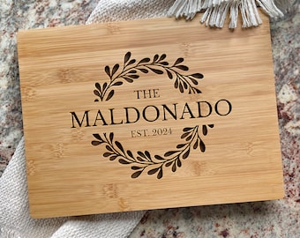 Custom Engraved Bamboo Cheese Charcuterie Board, Housewarming Gift, Wedding Gift, Personalized Couple Gift, Engagement Gift, Gift for Her