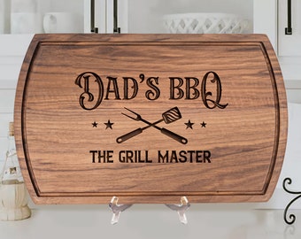 BBQ Master Cutting Board Grilling Gift for Men Personalized Father's Day Gift for Dad, 40th Birthday Gift for Him, King of the Grill Board