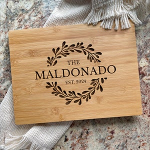 Personalized Handmade Cutting Board Farmhouse Wreath Design, Custom Wedding & Anniversary Gift for Couples Housewarming Realtor Closing Gift image 10