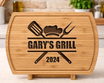 Mens Christmas Gift, Personalized BBQ Cutting Board, Custom Engraved Grilling Gift