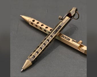Personalized Bronze Pen, Custom 8th Wedding Anniversary Gift for Him Brass Pen